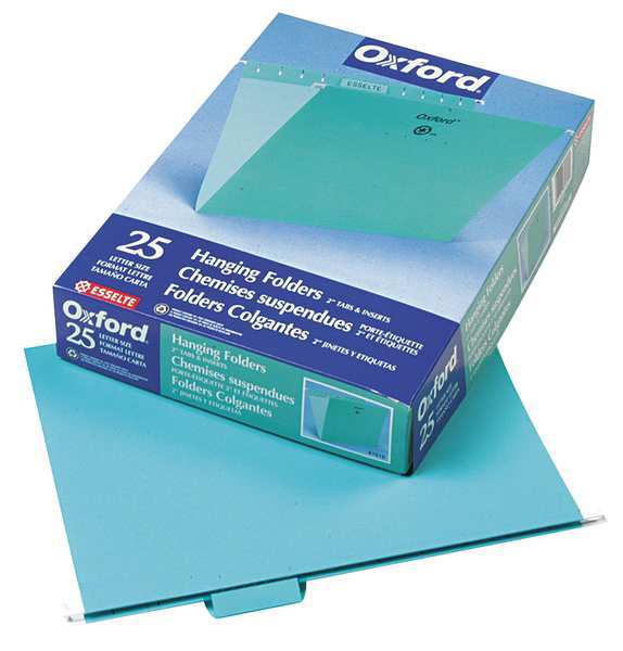 Hanging File Folders, Aqua, PK25