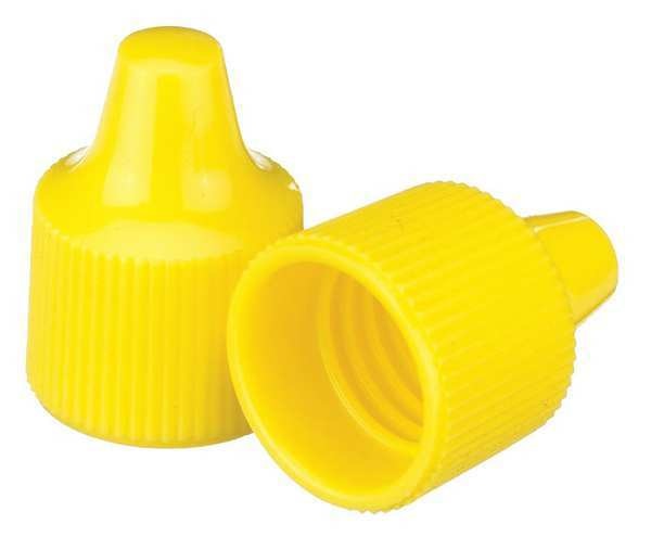 Dropper Tip CapPP, Yellow, PK1000