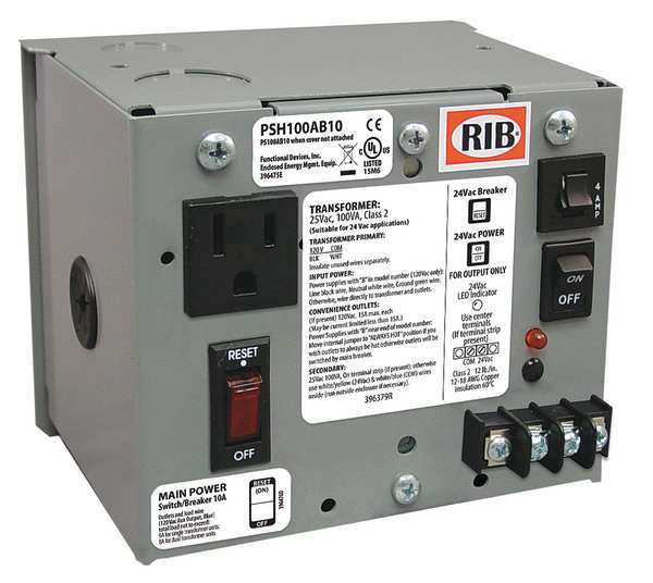 Class 2 Transformer, 100VA, 120VAC, 24VAC