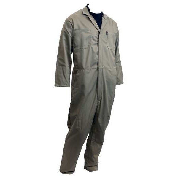 Flame Resistant Coverall, Khaki, Cotton Blend, 5XL