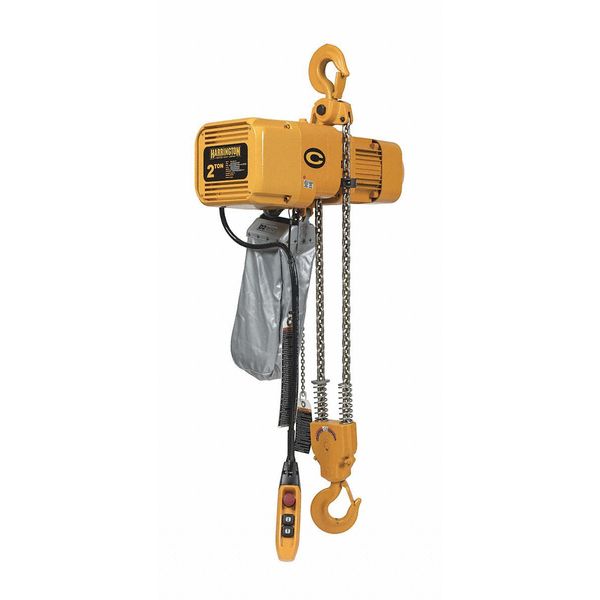 Electric Chain Hoist, 4,000 lb, 15 ft, Hook Mounted - No Trolley, Yellow