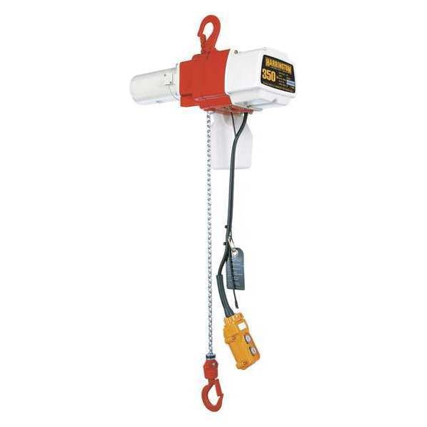 Electric Chain Hoist, 350 lb, 20 ft, Hook Mounted - No Trolley, White and Orange