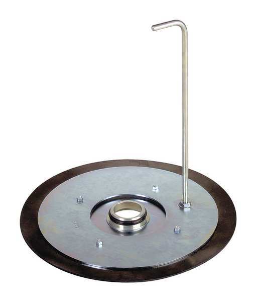 Follower Plate, For Container Size 5 gal, Metal, Dia 2 in, Includes Pull Rod