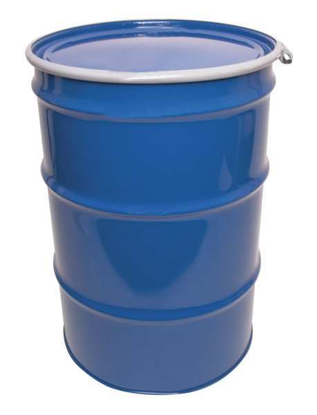 Open Head Transport Drum, Steel, 55 gal, Lined, Blue