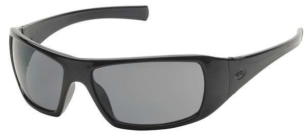 Safety Glasses, Wraparound Gray Polycarbonate Lens, Scratch-Resistant