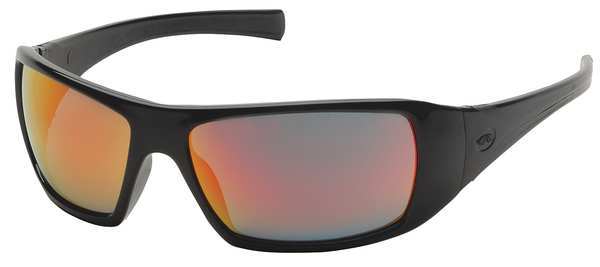Safety Glasses, Wraparound Orange Mirror Polycarbonate Lens, Scratch-Resistant
