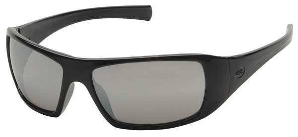 Safety Glasses, Wraparound Silver Mirror Polycarbonate Lens, Scratch-Resistant