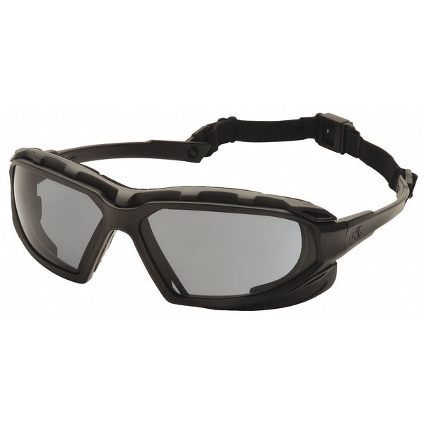 Safety Glasses, Wraparound Gray Polycarbonate Lens, Anti-Fog, Anti-Static, Scratch-Resistant