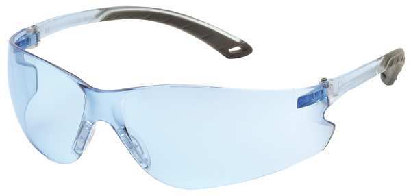 Safety Glasses, Itek Series, Anti-Scratch, Frameless, Frosted Light Blue Temple, Blue Lens