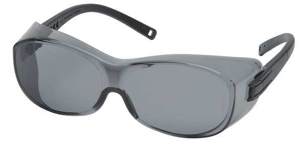 Safety Glasses, OTG Gray Polycarbonate Lens, Scratch-Resistant