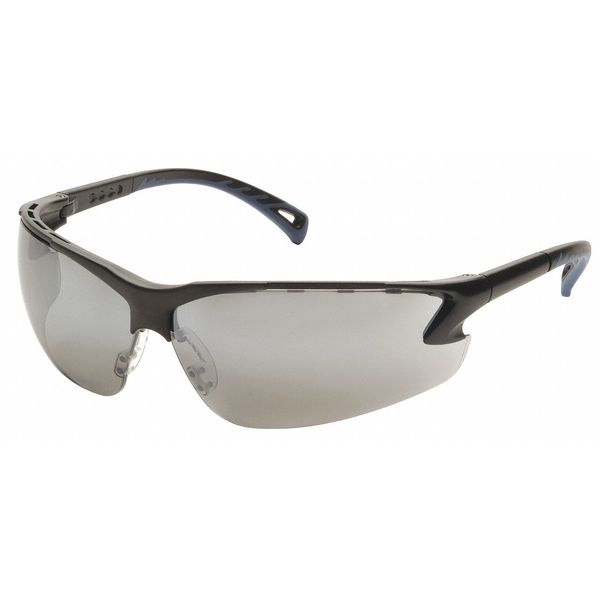 Safety Glasses, Wraparound Silver Mirror Polycarbonate Lens, Scratch-Resistant