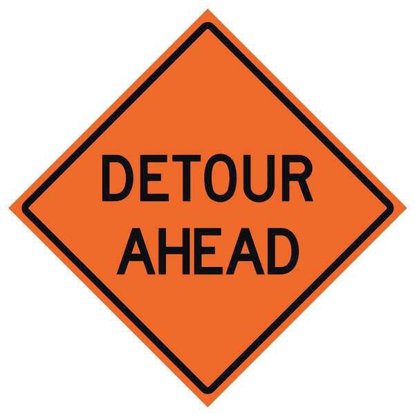 Detour Traffic Sign, 36 in H, 36 in W, Vinyl, Diamond, English, 669-C/36-DGFO-DA