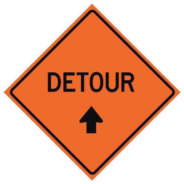 Detour Traffic Sign, 36 in H, 36 in W, Vinyl, Diamond, English, 669-C/36-SBFO-D