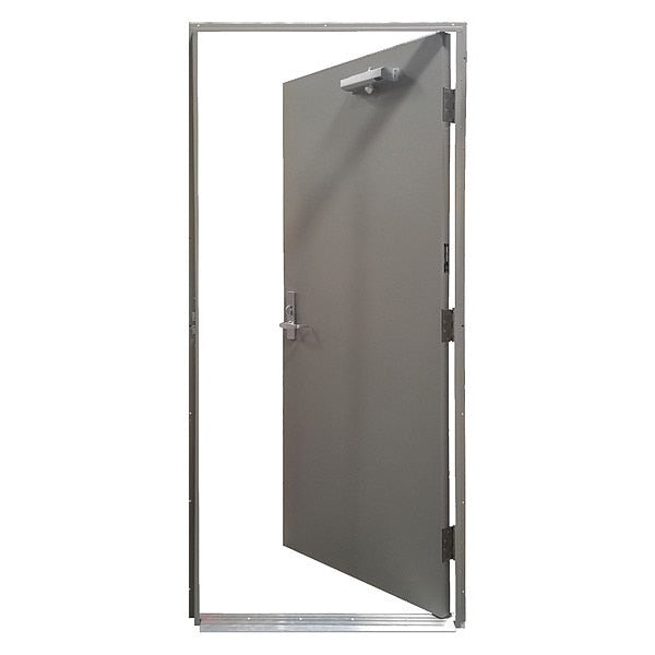Steel Door with Frame, LHR, 84 in H, 36 in W, 1 3/4 in Thick, 18 Gauge Steel