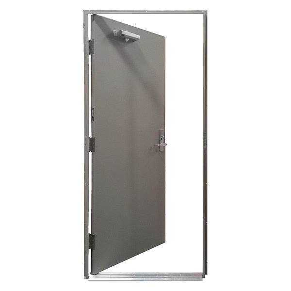Steel Door with Frame, RHR, 84 in H, 36 in W, 1 3/4 in Thick, 18 Gauge Steel