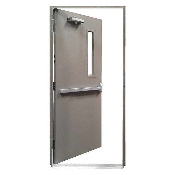 Steel Door with Frame, RHR, 84 in H, 36 in W, 1 3/4 in Thick, 18 Gauge Steel