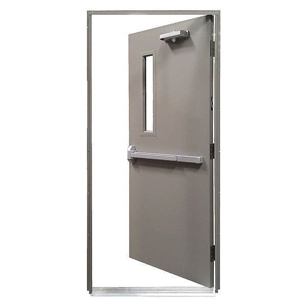 Steel Door with Frame, LHR, 84 in H, 36 in W, 1 3/4 in Thick, 18 Gauge Steel