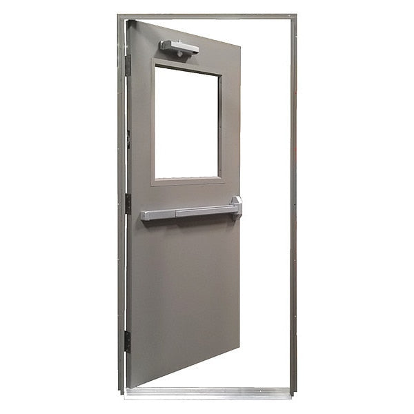 Steel Door with Frame, RHR, 84 in H, 36 in W, 1 3/4 in Thick, 18 Gauge Steel