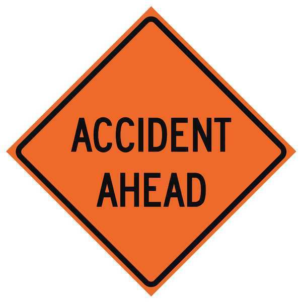 Accident Ahead Traffic Sign, 48 in H, 48 in W, Vinyl, Diamond, English, 669-C/48-SBFO-AA