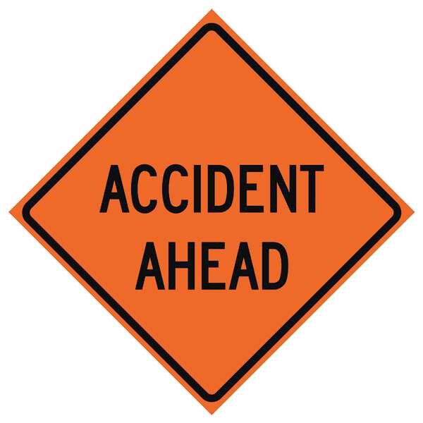 Accident Ahead Traffic Sign, 48 in H, 48 in W, Vinyl, Diamond, English, 669-C/48-RVFO-AA