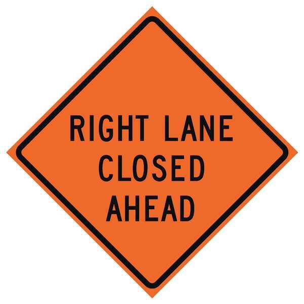 Lane Closed Traffic Sign, 48 in H, 48 in W, Vinyl, Diamond, English, 669-C/48-RVFO-RL