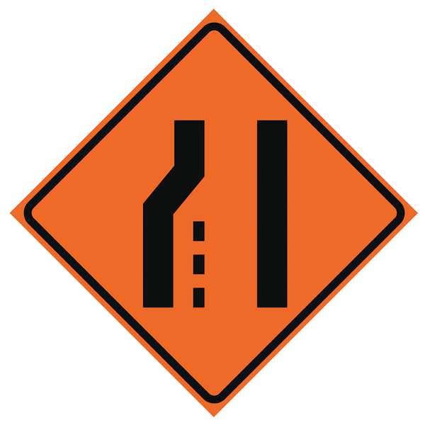 Lane Ends Traffic Sign, 48 in H, 48 in W, Vinyl, Diamond, No Text, 669-C/48-RVFO-LS