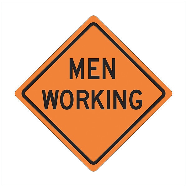 Workers Ahead Traffic Sign, 48 in H, 48 in W, Vinyl, Diamond, English, 669-C/48-SBFO-MW