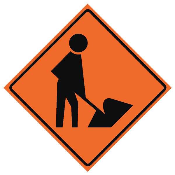 Workers Ahead Traffic Sign, 36 in H, 36 in W, Vinyl, Diamond, No Text, 669-C/36-DGFO-MS