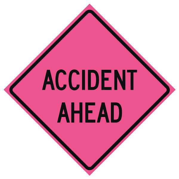 Accident Ahead Traffic Sign, 36 in H, 36 in W, Vinyl, Diamond, English, 669-C/36-SBFP-AA