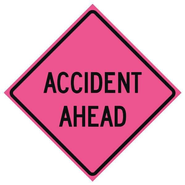 Accident Ahead Traffic Sign, 48 in H, 48 in W, Vinyl, Diamond, English, 669-C/48-SBFP-AA