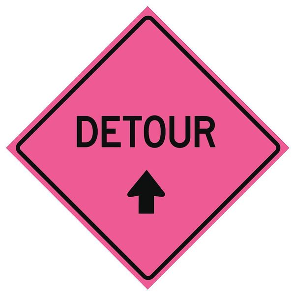 Detour Traffic Sign, 48 in H, 48 in W, Vinyl, Diamond, English, 669-C/48-SBFP-D