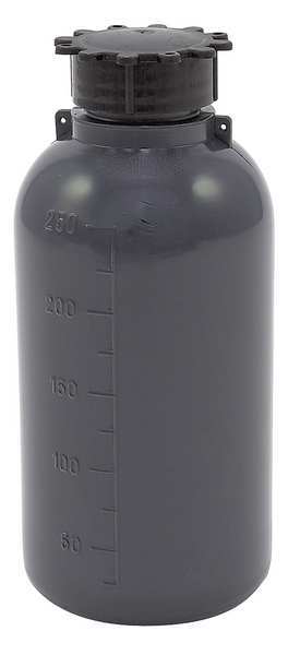 Bottle, 250mL, LDPE, Narrow, Gray, PK50