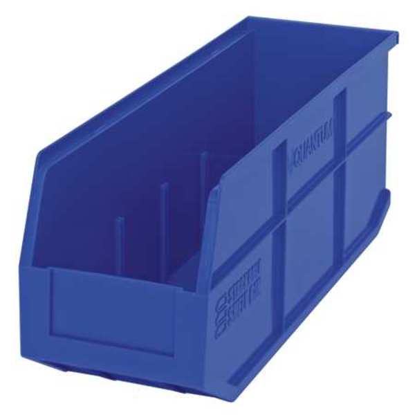 Shelf Storage Bin, Blue, Polypropylene, 18 in L x 6 in W x 7 in H, 65 lb Load Capacity