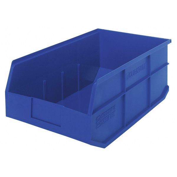 Shelf Storage Bin, Blue, Polypropylene, 18 in L x 11 in W x 7 in H, 85 lb Load Capacity