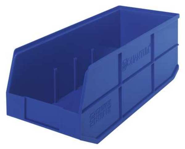 Shelf Storage Bin, Blue, Polypropylene, 20 1/2 in L x 8 1/4 in W x 7 in H, 70 lb Load Capacity