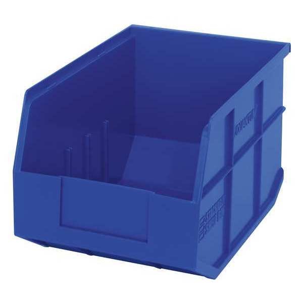 Shelf Storage Bin, Blue, Polypropylene, 12 in L x 8 1/4 in W x 7 in H, 60 lb Load Capacity