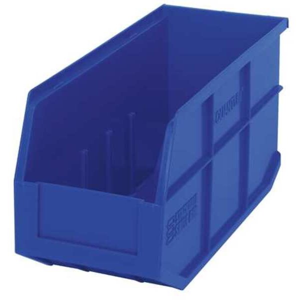 Shelf Storage Bin, Blue, Polypropylene, 14 in L x 6 in W x 7 in H, 55 lb Load Capacity