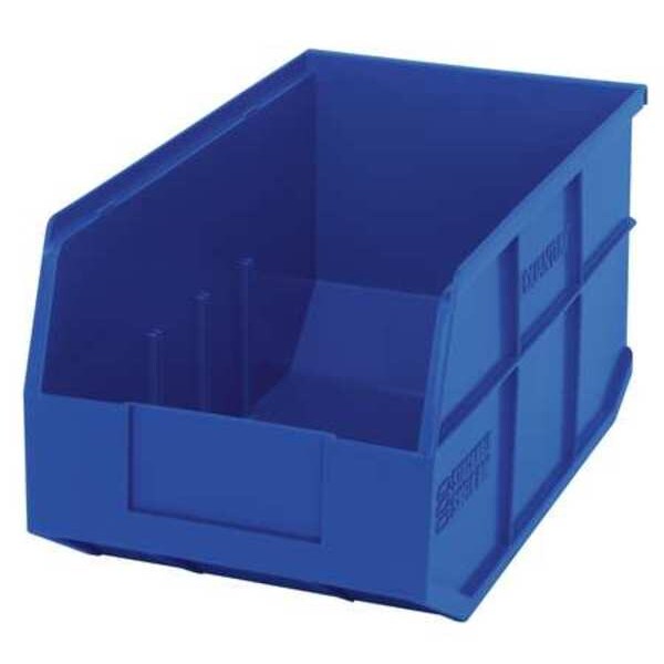 Shelf Storage Bin, Blue, Polypropylene, 14 in L x 8 1/4 in W x 7 in H, 60 lb Load Capacity