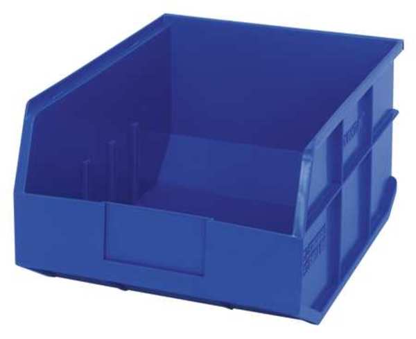 Shelf Storage Bin, Blue, Polypropylene, 14 in L x 11 in W x 7 in H, 65 lb Load Capacity