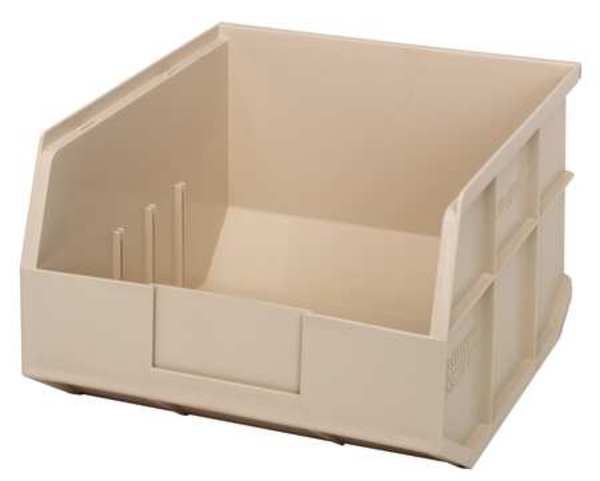 Shelf Storage Bin, Ivory, Polypropylene, 12 in L x 11 in W x 7 in H, 65 lb Load Capacity