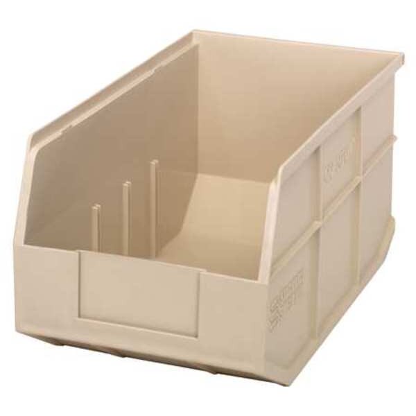 Shelf Storage Bin, Ivory, Polypropylene, 14 in L x 8 1/4 in W x 7 in H, 60 lb Load Capacity