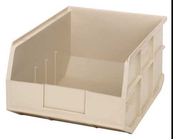 Shelf Storage Bin, Ivory, Polypropylene, 14 in L x 11 in W x 7 in H, 65 lb Load Capacity