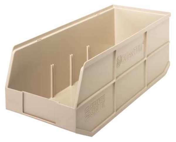 Shelf Storage Bin, Ivory, Polypropylene, 20 1/2 in L x 8 1/4 in W x 7 in H, 70 lb Load Capacity
