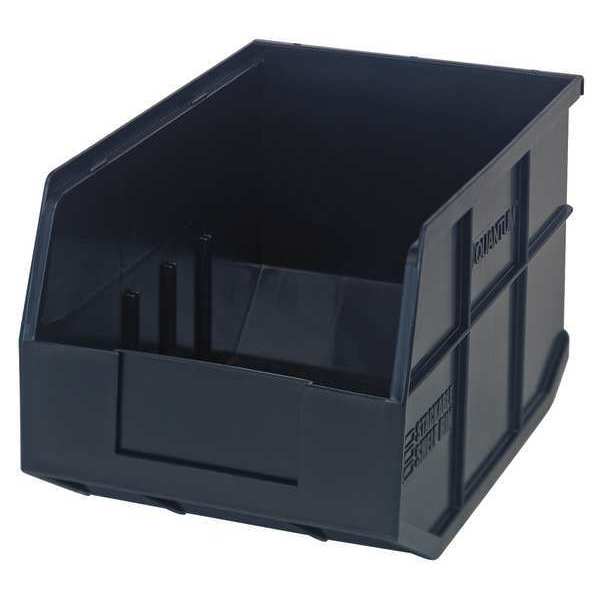 Shelf Storage Bin, Black, Polypropylene, 12 in L x 8 1/4 in W x 7 in H, 60 lb Load Capacity