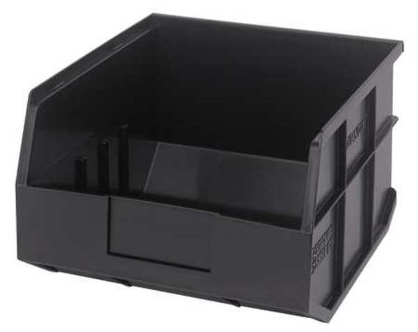 Shelf Storage Bin, Black, Polypropylene, 12 in L x 11 in W x 7 in H, 65 lb Load Capacity