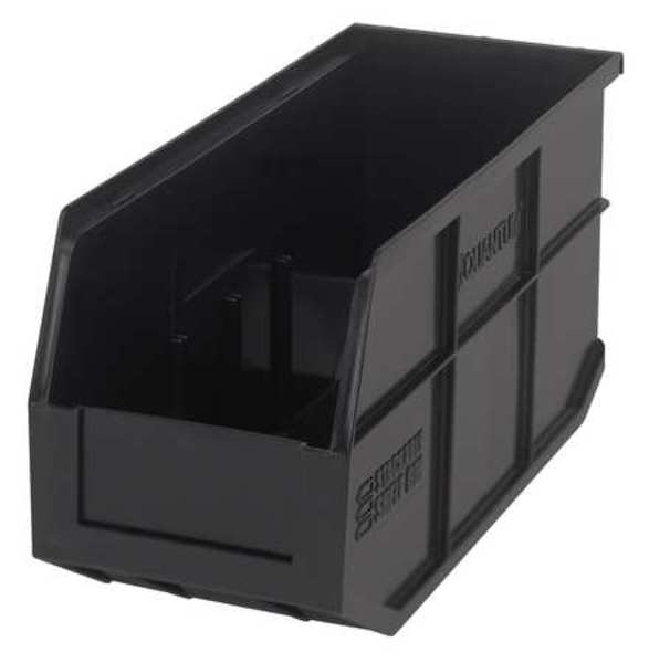 Shelf Storage Bin, Black, Polypropylene, 14 in L x 6 in W x 7 in H, 55 lb Load Capacity