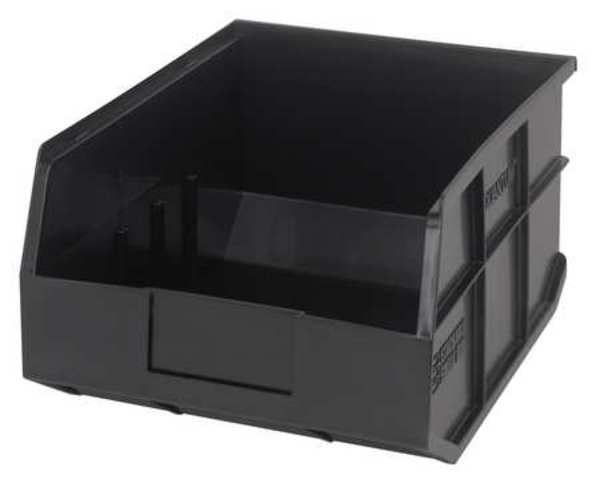 Shelf Storage Bin, Black, Polypropylene, 14 in L x 11 in W x 7 in H, 65 lb Load Capacity