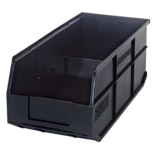 Shelf Storage Bin, Black, Polypropylene, 18 in L x 8 1/4 in W x 7 in H, 70 lb Load Capacity