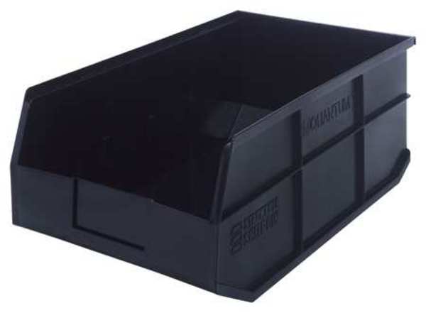 Shelf Storage Bin, Black, Polypropylene, 18 in L x 11 in W x 7 in H, 85 lb Load Capacity