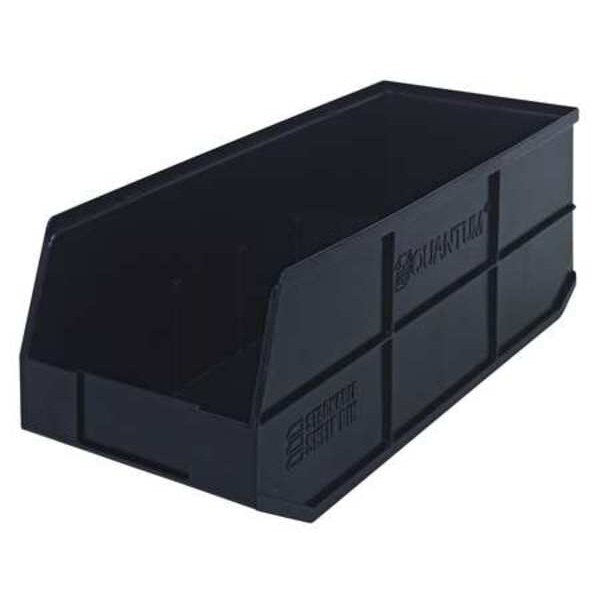 Shelf Storage Bin, Black, Polypropylene, 20 1/2 in L x 8 1/4 in W x 7 in H, 70 lb Load Capacity
